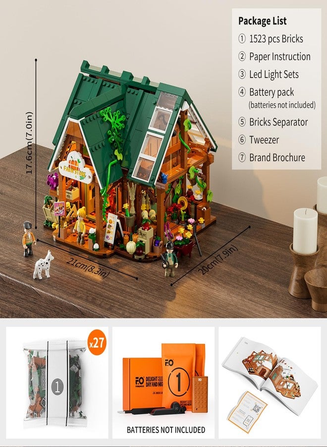 Funwhole Farm-Store Lighting Building-Bricks Set - Farm Shop LED Light Construction Building Model Set 1523 Pcs for Adults and Teen - Image 4